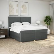 Боксспринг легло с матрак, тъмносиво, 200x200 см, плат