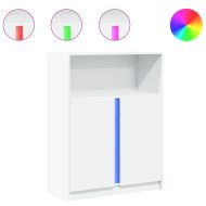 Сайдборд с LED, бял, 77x34x100 см, инженерно дърво