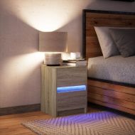 Нощно шкафче с LED осветление, дъб сонома, инженерно дърво