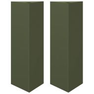 Градински кашпи, 2 бр, маслиненозелени, 30x26x75 см, стомана