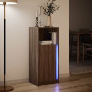 Сайдборд с LED, кафяв дъб, 42,5x34x100 см, инженерно дърво