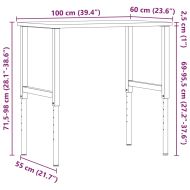 Работна маса 100x60x(71,5-98) см масивно дърво бук правоъгълна