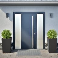 Градински кашпи, 2 бр, черни, 45x45x75 см, стомана