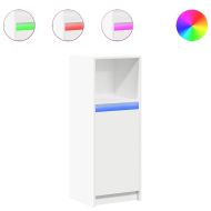 Сайдборд с LED, бял, 38x34x100 см, инженерно дърво