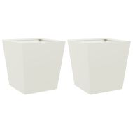 Градински кашпи, 2 бр, бели, 40x40x40 см, стомана