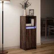 Сайдборд с LED, кафяв дъб, 38x34x100 см, инженерно дърво
