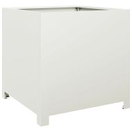 Градинска кашпа, бял, 50x50x50 см, стомана