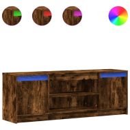 ТВ шкаф с LED, опушен дъб, 139,5x34x50 см, инженерно дърво