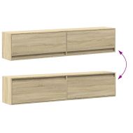 Стенен ТВ шкаф с LED, дъб сонома, 180x31x38 см