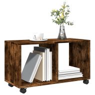 Шкаф с колелца, опушен дъб, 72x33x42,5 см, инженерно дърво
