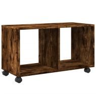 Шкаф с колелца, опушен дъб, 72x33x42,5 см, инженерно дърво