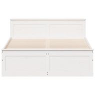 Рамка за легло без матрак, с табла, бял, 150x200 см, бор масив