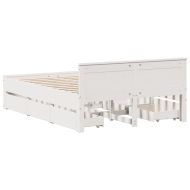 Рамка за легло без матрак, с табла, бял, 150x200 см, бор масив