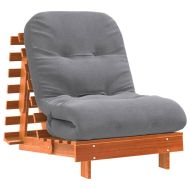 Футон кресло с матрак, восъчнокафяв, 70x206x11 см, бор масив