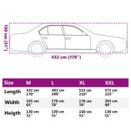 Покривало за кола, за седан, с каишки, цяло, сребрист, M