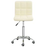 Въртящ се трапезен стол, кремав, текстил