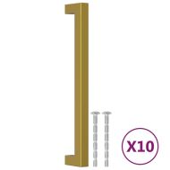 Дръжки за шкафове, 10 бр, златисти, 192 мм, неръждаема стомана