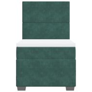 Боксспринг легло с матрак, тъмнозелена, 90x190 см, кадифе