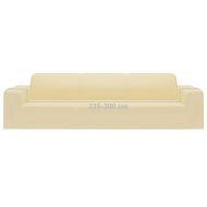 Разтеглив калъф за 4-местен диван, кремав, полиестерно жарсе
