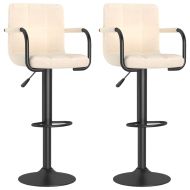 Бар табуретки, 2 бр, кремави, текстил