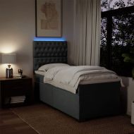 Боксспринг легло с матрак, тъмносиво, 90x200 см, плат