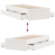 Рамка за легло без матрак с чекмеджета бял 90x200 см бор масив