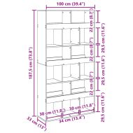 Разделител за стая сив сонома 100x33x187,5 см инженерно дърво