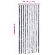 Завеса против насекоми, сиво и бяло, 90х220 см, шенил