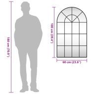 Стенно огледало, черно, 60x100 см, арка, желязо
