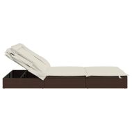 2-местен шезлонг и сгъваем покрив кафяв 213x118x97 см полиратан