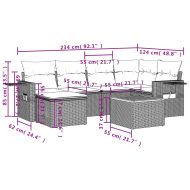 Градински диван с възглавници 7 части бежов микс полиратан
