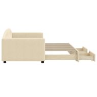 Канапе с изтеглящо легло и чекмеджета кремаво 90x200 см плат