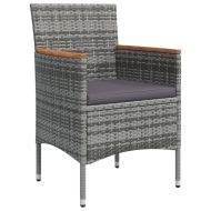 Градински трапезен комплект с възглавници 7 части сиво и черно