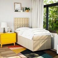 Боксспринг легло с матрак, кремава, 80x200 см, плат