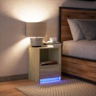 Нощно шкафче с LED осветление, дъб сонома, инженерно дърво