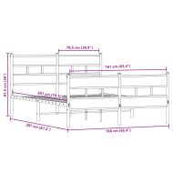 Метална рамка за легло, без матрак, опушен дъб, 160x200 см
