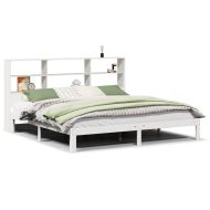 Легло с етажерка за книги, без матрак, 180x200 см, бор масив