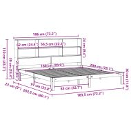 Легло с етажерка за книги, без матрак, 180x200 см, бор масив