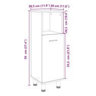 Шкаф за баня, дъб сонома, 30,5x30x95 см, инженерно дърво