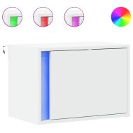 Нощно шкафче за стена с LED осветление, бяло