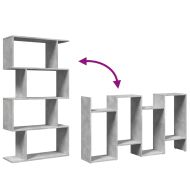 Разделител за стая / библиотека 4 нива бетонно сив 70x24x129 см