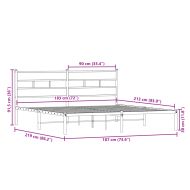 Метална рамка за легло, без матрак, опушен дъб, 183x213 см