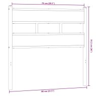 Резервна табла за легло, опушен дъб, 75 см, желязо и инженерно дърво