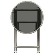 Бистро комплект от 3 части, полиратан и закалено стъкло, сив