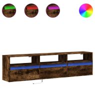 Стенен ТВ шкаф с LED, опушен дъб, 180x31x45 см