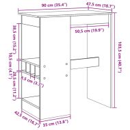 Бар маса с рафтове, 90x47,5x103,5 см, инженерно дърво