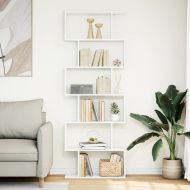 Разделител за стая / библиотека, бял, 6 нива, 70x24x193 см