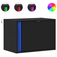 Нощни шкафчета за стена с LED осветление, 2 бр, черни