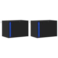 Нощни шкафчета за стена с LED осветление, 2 бр, черни
