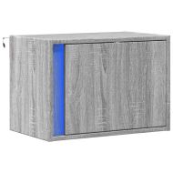 Нощно шкафче за стена с LED осветление, сив сонома